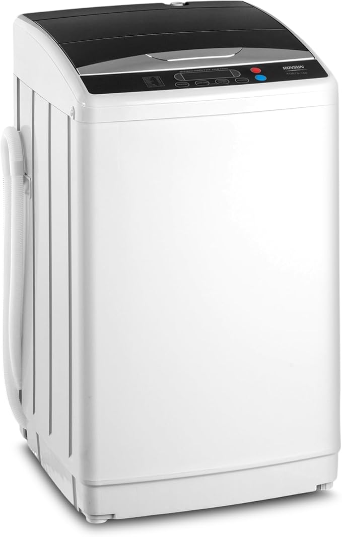 ROVSUN 25LBS Portable Washing Machine, Full-Automatic Electric Laundry Machine with Stainless Steel Drum, Compact Washer and Spin Dryer Combo with Drain Pump for Home, Apartment by ROVSUN