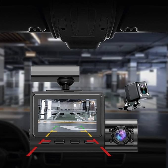 3 Channel Dash Cam for Car with 1080 + 1080 + 480p Three Lenses, Wide Angle Monitoring Range of 140° + 140° + 130°, 24-Hour Parking Monitoring, 4 Infrared Lamps with 64GB Memory Card - Image 4