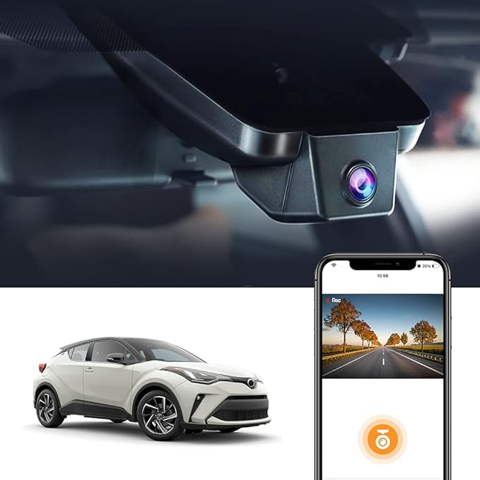 Fitcamx 4K Dash Cam Compatible with Toyota C-HR 2021 2022 2023 LE Limited XLE Nightshade (Model B), Integrated OEM Look, 2160P UHD Video WiFi, Loop Recording, G-Sensor, Easy to Set, 64GB Card by FITCAMX