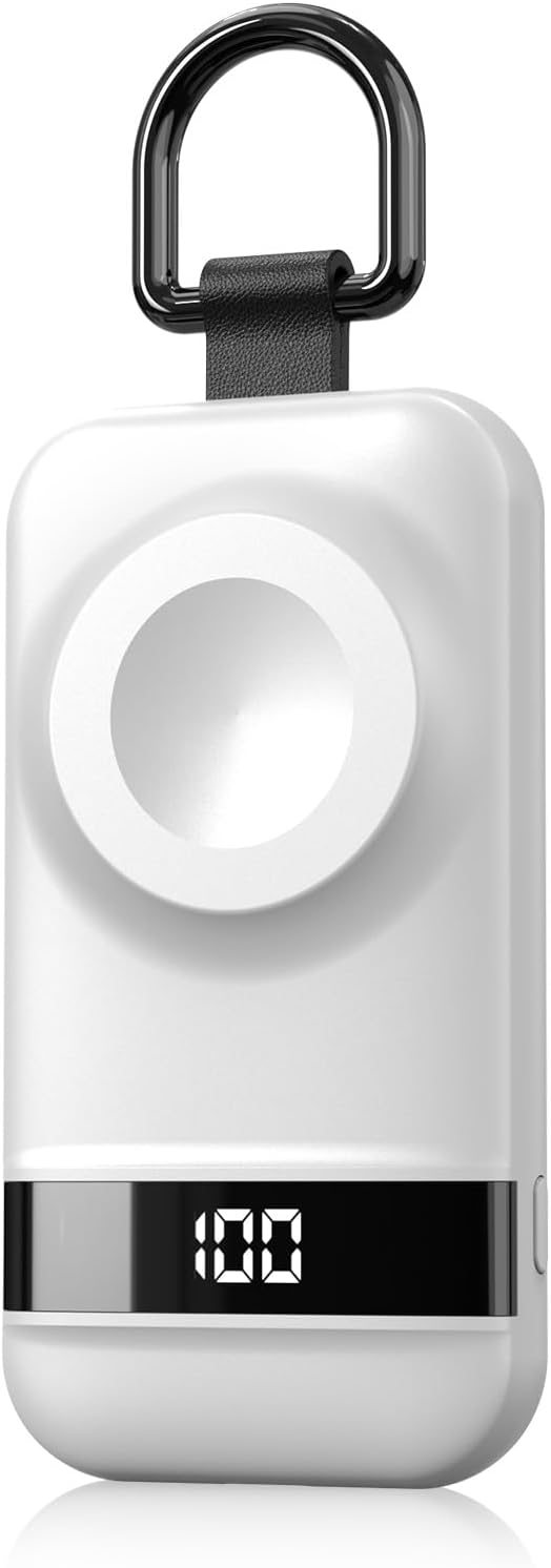 Portable Charger for Apple Watch, 2500mAh & Digital Display – Magnetic Fast Charging iWatch Charger for Travel – for Apple Watch Series 1-11/SE1-3/Ultra 1-3 (White, 2.5, Watts) by PortableChargerforAppleWatch