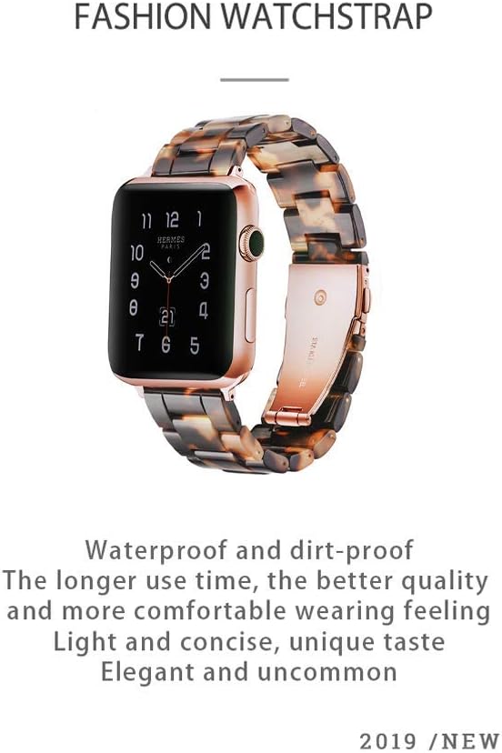 Light Apple Watch Band-Fashion Resin Apple Watch Series 10 9 8 band, iWacth Bands, Apple Watch Bands 40mm for Women, Compatible with Apple Watch Series 10 9 8 7 SE 6 5 4 32 1-Tortoise Stone,38mm/40mm/41mm/42mm(Series 10), - Image 7