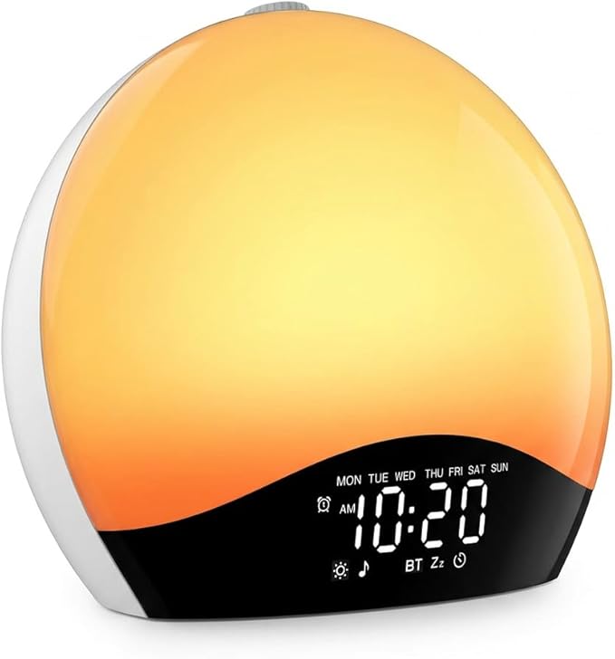 JALL Sunrise Alarm Clock for Bedrooms with White Noise Sound Machine, Wake Up Light Alarm Clocks for Heavy Sleepers & Kids, Dual Alarms, Nightlight, Sleep Timer, Bluetooth Speaker, Hatch-Style - Image 4