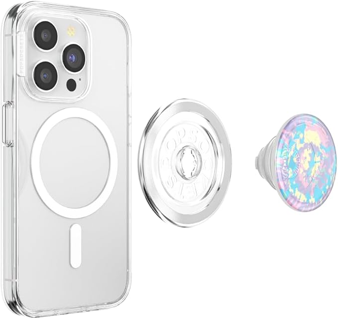 PopSockets Phone Grip for MagSafe, Magnetic Holder, Phone Stand, Rainbow - Marble Swirl - Image 5