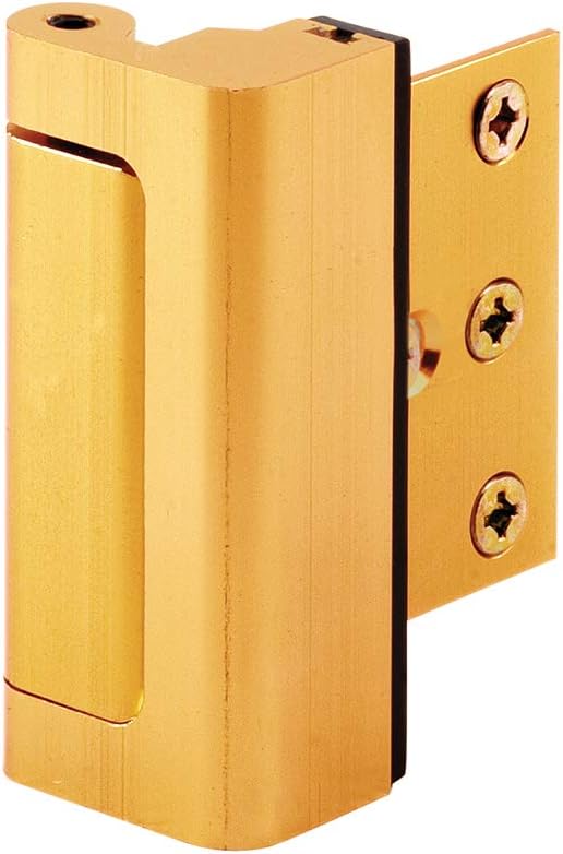 Prime-Line U 10826 Door Reinforcement Lock – Add Extra, High Security to your Home and Prevent Unauthorized Entry – 3” Stop, Aluminum Construction, Gold Anodized Finish (Single Pack) by Prime-Line