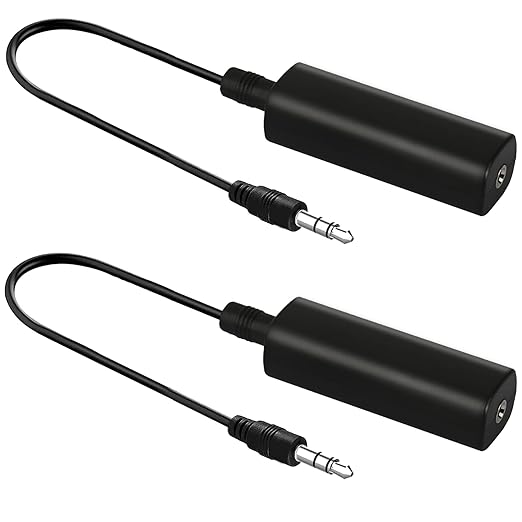 2 Packs Ground Loop Noise Isolator for Car Audio/Home Stereo System, Ground Loop Isolator with 3.5mm Audio Cable by Rngeo