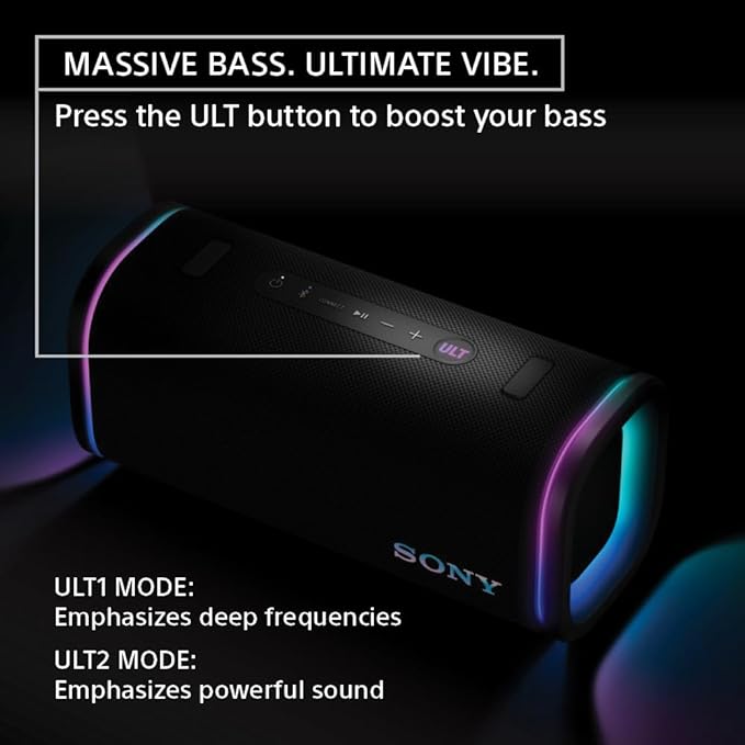 Sony ULT Field 5 Wireless Portable Bluetooth Speaker, IP67 Waterproof, Dustproof, and Rustproof with Enhanced Bass, 25 Hour Battery, 360° Party Light, and Shoulder Strap (SRSULT50W), Off White - Image 3