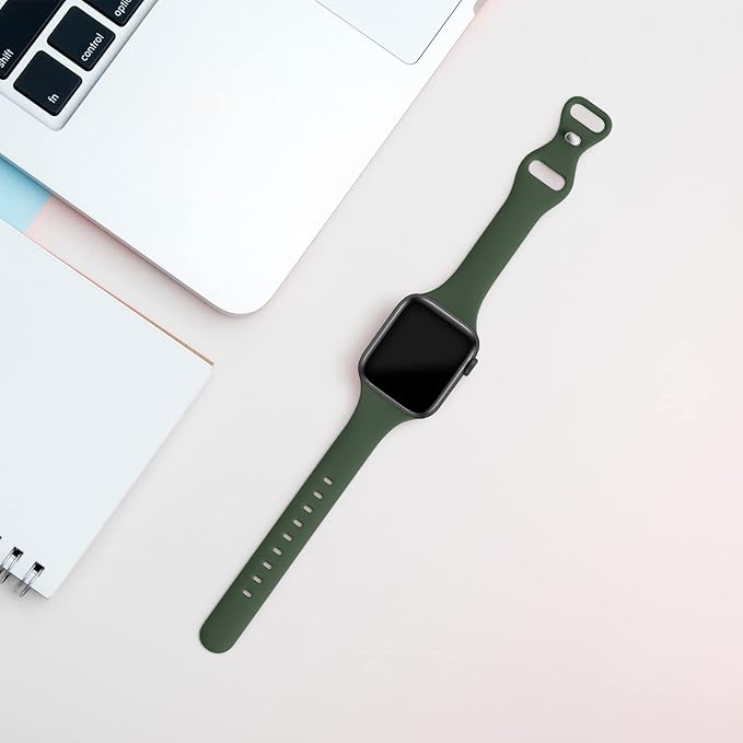Thin Slim Band Compatible with Apple Watch 38mm 40mm 41mm 42mm 44mm 45mm 46mm 49mm, Replacement Silicone Sport Strap for iWatch Series 11/10/9/8/7/6/5/4/3/2/1 Ultra SE Women Men, Clover - Image 2