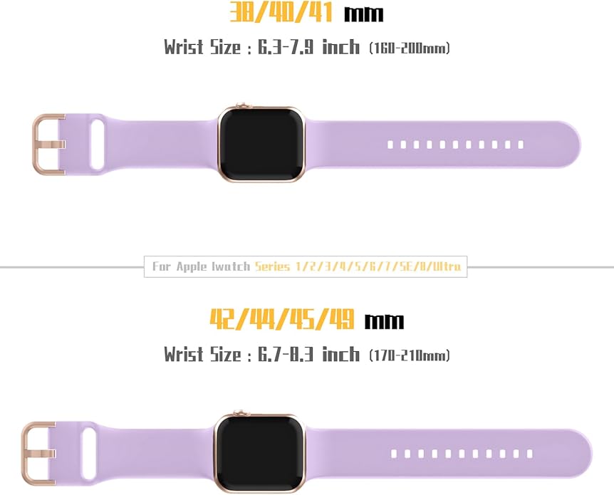 Sport Band Compatible with Apple Watch Bands 49mm 46mm 45mm 44mm 42mm 41mm 40mm 38mm, Soft Silicone Replacement Strap with Classic Clasp for iWatch Series 11 10 9 8 7 6 5 4 3 2 1 SE Ultra Women Men - Image 7