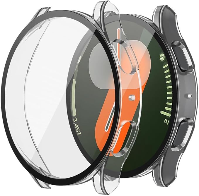 Misxi 2-Pack Hard PC Screen Protector Case for Samsung Galaxy Watch 7 40mm, Anti-Slip Ultra-Thin Scratch Resistant Cover with Tempered Glass for Galaxy Watch7, Transparent by Misxi