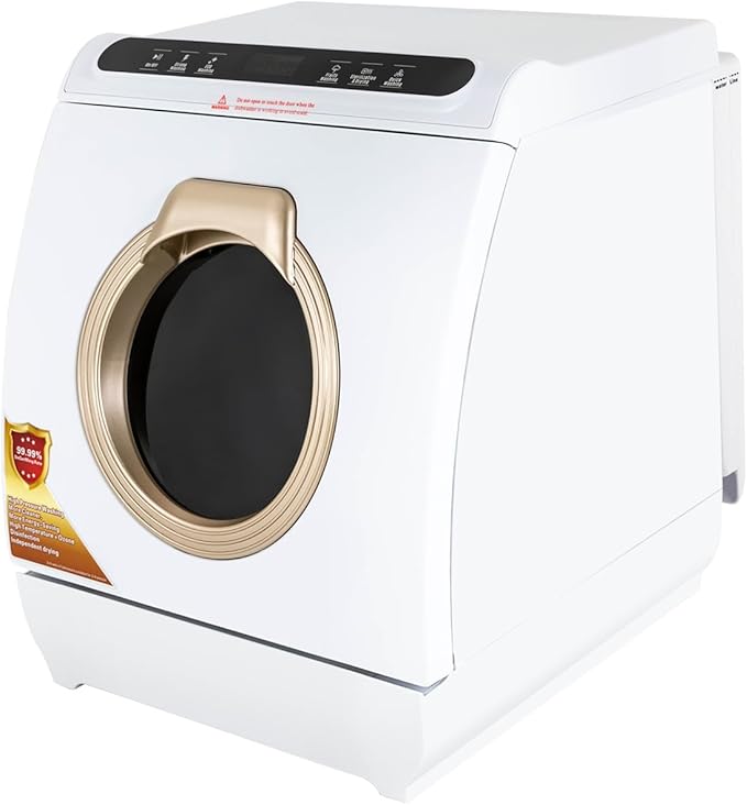 900W 360° Deep Cleaning Countertop Dishwasher, Multi-Functional Portable Dishwasher with 5 Cleaning Modes, Mini Dishwasher for Homes Apartments Dormitories Boats Campers Rvs, White by Unknown