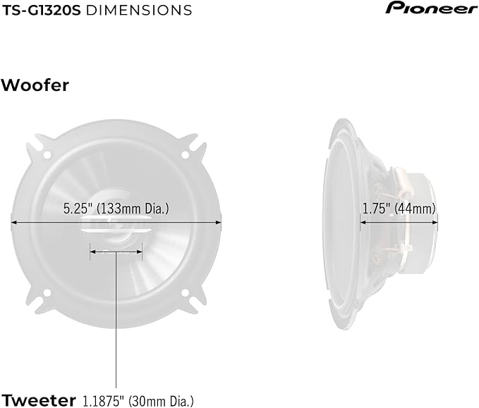 PIONEER G-Series TS-G1320S 5.25” 2-Way Speakers (Pair) – 250W Max, Crisp Highs + Clear Vocals,Great Stock Replacement, High-Efficiency Speaker Designed for OEM Power - Image 6