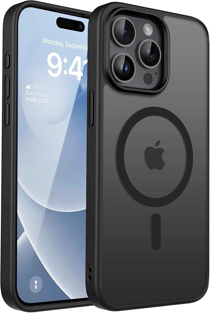 CACOE Magnetic Case for iPhone 15 Pro 2023 6.1 inch-Compatible with MagSafe & Magnetic Car Phone Mount,Anti-Fingerprint TPU Thin Phone Cases Cover Protective Shockproof(Matte Black) by CACOE