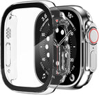2 Pack Hard Case for Apple Watch Ultra 1 2 3 49mm Tempered Glass Screen Protector Case, Full Coverage Shockproof Iwatch Bumper Cover (Clear+Clear, 49mm) by HANKN