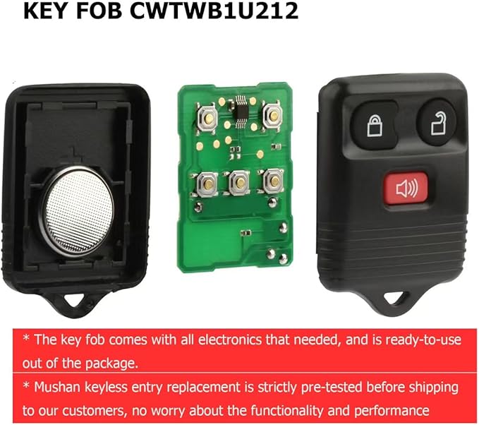 Key Fob for Ford F150 F250 F350 1998-2014, Car Remote Key 3-Button Keyless Entry, PN# CWTWB1U212, Easy Programming & Durable Design - Image 3