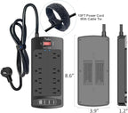 10 Feet Surge Protector Power Strip - Nuetsa Extension Cord(1625W/13A) with 8 Outlets and 4 USB Ports, Flat Plug, 2700 Joules, for Home, School, College Dorm Room, and Office, ETL Listed, Black - Image 7