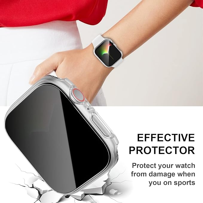 2 Pack for Apple Watch Series 9 Series 9 7 Privacy Screen Protector Case 45mm, Unti-Spy Glass Protector Hard PC Cover Bumper for iWatch 9 8 7 45mm Accessories,Clear/Clear - Image 6