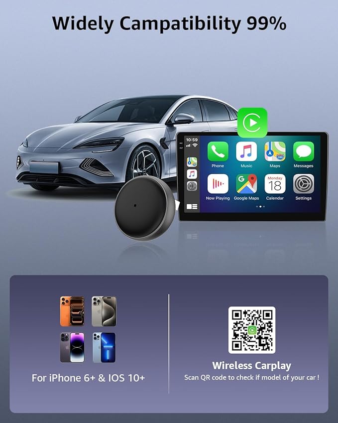 Wireless CarPlay Adapter, 2026 Upgraded Enhanced 50% Smaller, Convert Wired to CarPlay Wireless, Plug & Play Adapter, Fast Auto-Connect, No Latency, Compact Design for Apple iPhone iOS 10+ - Image 3