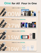 100W Retractable Car Charger 4 in 1 Travel Essentials Multi Charging Cable USB C/L Fast & Carplay for iPhone 16/15/14/13 iPad MacBook Samsung S24/S23+ Multiple Chargers for All Devices-2.95ft - Image 3