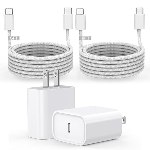 [Apple MFi Certified] iPhone Air/17 Charger,USB C Fast Charging 2Pack 20W Apple Charger Type C Block 6FT USB C to C Woven Cable for iPhone 17 Pro Max/16 Plus/16 Pro Max/15 Pro Max,iPad Pro/Air/AirPods by Blduzn