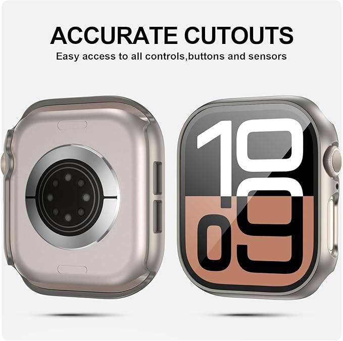JZK 2 Pack Case with Tempered Glass Screen Protector for Apple Watch Series 6/5/4/SE 40mm, Slim Guard Bumper Full Coverage Hard PC Protective Cover HD Ultra-Thin Cover for iWatch 40mm,Titanium - Image 3
