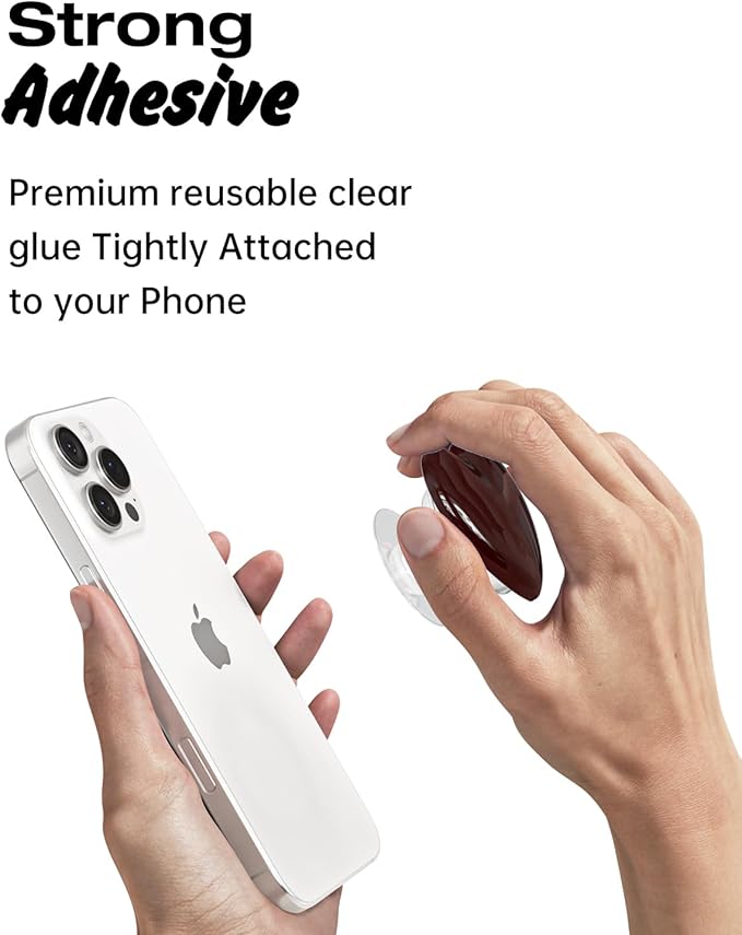 Svanove Heart Adhesive Phone Grip Holder, Cute Collapsible Glass Stick Phone Grip Stand Expanding Kickstand for iPhone Samsung, 3D Crystal Pretty Bling Glitter Love Sticky Grips, Burgundy Maroon - Image 5