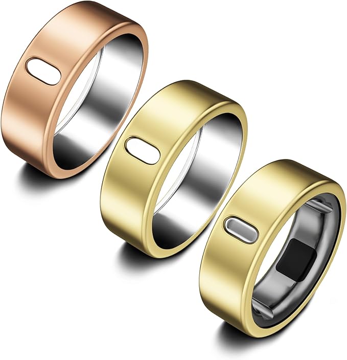 3 Pack Cover Compatible with Oura Ring Gen 4/Oura Ring Gen 3 Horizon/Heritage, Support Charging with Cover on, Anti-Scratch TPU Protector for Men Women (Size 8, Gold*2+Rosegold) by ZOOROO
