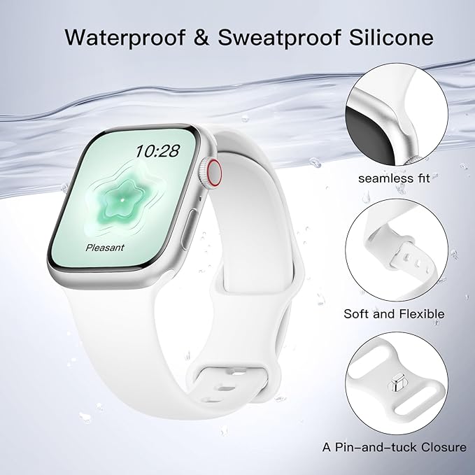 Sport Silicone Band Compatible with Apple Watch Bands 40mm 38mm 41mm 44mm 45mm 42mm 49mm Women Men,Soft Wristband Waterproof Replacement Sport Strap for iWatch Bands Series 9 8 7 6 5 4 3 2 1 SE Ultra - Image 8