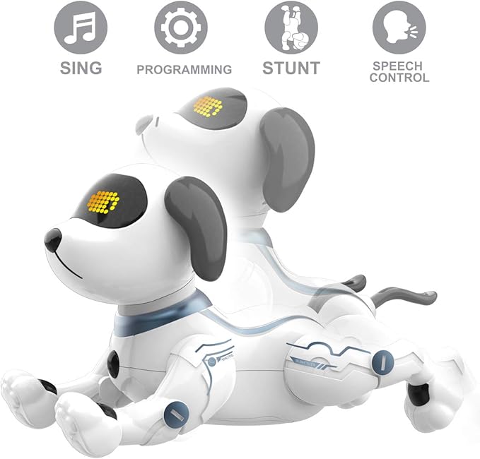 Fisca Remote Control Dog, RC Robotic Stunt Puppy Voice Control Toys Handstand Push-up Electronic Pets Dancing Programmable Robot with Sound for Kids Boys and Girls Age 6, 7, 8, 9, 10 Year Old - Image 3
