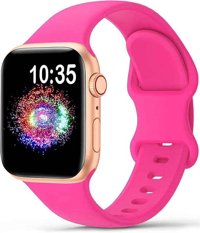 TreasureMax Sport Band Compatible with Apple Watch Bands 38mm 40mm 41mm 42/44mm 45mm 46mm 49mm Hot Pink, Soft Silicone Strap Compatible for Apple Watch Ultra 3 Series 11 10 9 SE/SE2 8 7 6 5 4 3 Men Women by TreasureMaxWatchBands