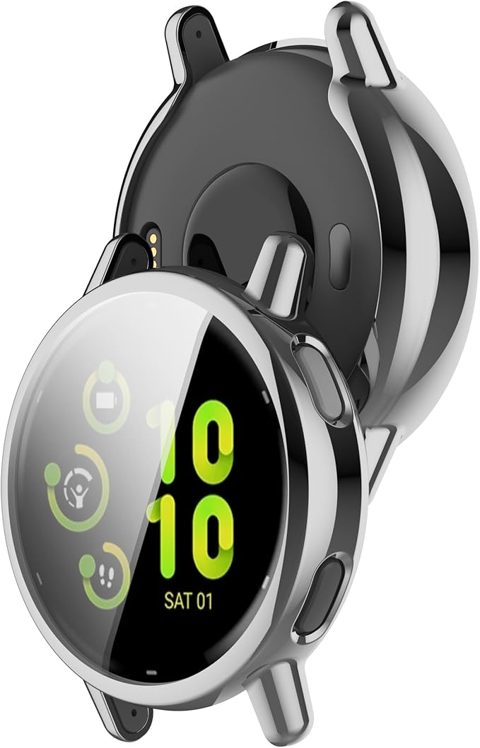 2 Pack Case Compatible with Garmin Vivoactive 5 Protective Case Cover,Soft TPU Bumper Full Cover Ultra-Thin Protection Case for Garmin Vivoactive 5 Smartwatch Accessories (Silver&Silver) - Image 3