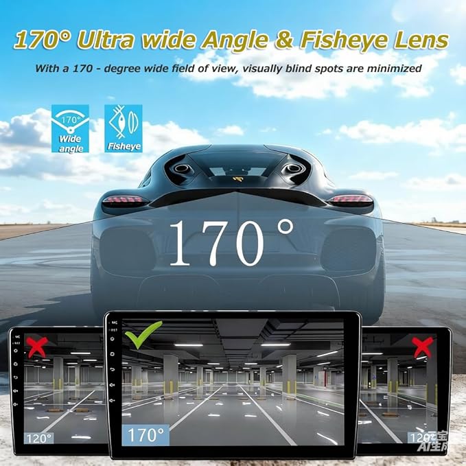 1080P Backup Camera for Car, 3MP 170° AHD CVBS Universal Rear View Camera with Night Vision & 4 Modes,12-24V, IP68K, Guide Line, Mirror/Normal Switch,Rear/Front/Side cam for car,SUV,truck, large truck - Image 3