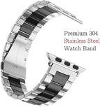 Compatible with Apple Watch Band and Case, Stainless Steel Metal Chain with TPU Cover, Smart-Watch Link Bracelet Strap, Wrist-Band for i-Watch Series 10 11, 42mm, Silver+Black - Image 4