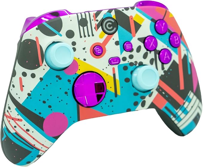 Custom Controllerzz Designer Series Custom Wireless Controller for Xbox Series X/S, Xbox One, & PC - Multiple Designs Available (Retro Abstract & Purple Chrome Inserts) - Image 2
