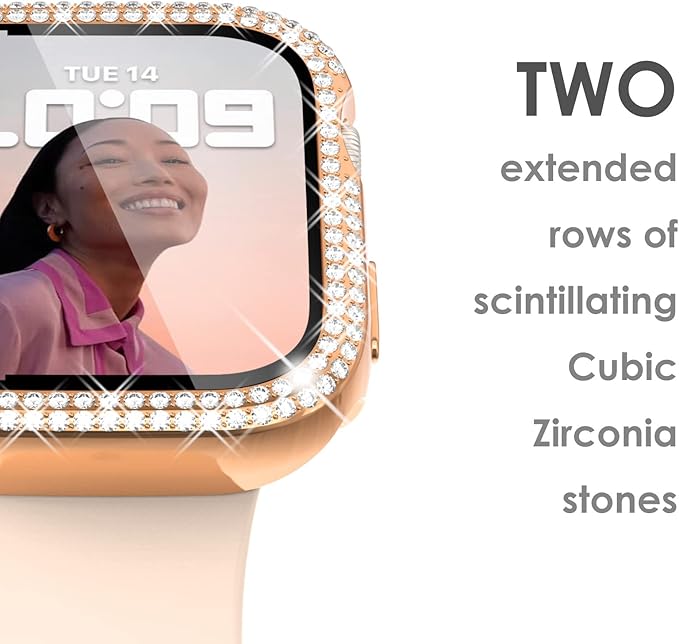 Surace Apple Watch Series 6/5/4 SE Tempered Glass Screen Protector, 40mm, Bling Diamond, Protective Case - Image 4