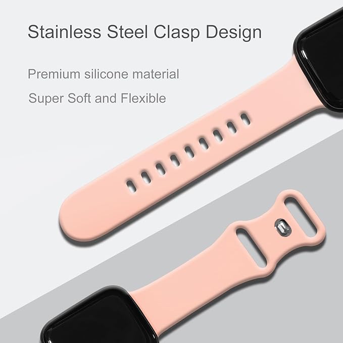 Sport Bands Compatible with Apple Watch Band Women Men 40mm 38mm 41mm 42mm 44mm 45mm 46mm 49mm ,Soft Wristband Waterproof Replacement Strap for iWatch Bands Series 11 10 9 8 7 6 5 4 3 2 1 SE Ultra Pink Sand - Image 3