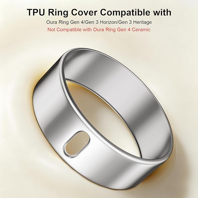 3 Pack Ring Cover Compatible with Oura Ring Gen 4/Oura Ring Gen 3 Horizon/Heritage-Size 8,Support Charging with Cover on,Anti-Scratch Ultra-Thin TPU Ring Protector for Men Women,Gold+Silver+Black - Image 2