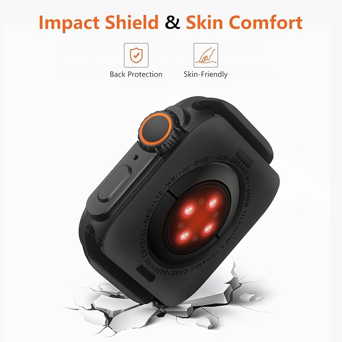 amBand for Apple Watch Series 10 11 46mm Metal Case Men, W1 Rugged Protective Bumper [Turn iWatch into Ultra 3/2/1 Look] with Back Cover, Upgrade Conversion Kit Stylish Protector 46 mm - Black - Image 5