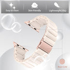 V-MORO Resin Band Compatible with Apple Watch Series 7/8/9/10/11 41mm/40mm/38mm/42mm Fashion Cute Strap for iWatch Series 6/5/4/3/2/1/SE/SE 2 Lightweight Bracelet Wristband Women(Classic Milk Tea) - Image 3