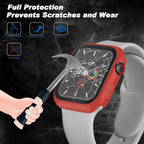 2 Pack Hard Case with Button for Apple Watch Series 6 5 4 SE 40mm Tempered Glass Screen Protector Case, Full Coverage Shockproof Shell Iwatch Bumper Cover (Red+Red, 40mm) - Image 3