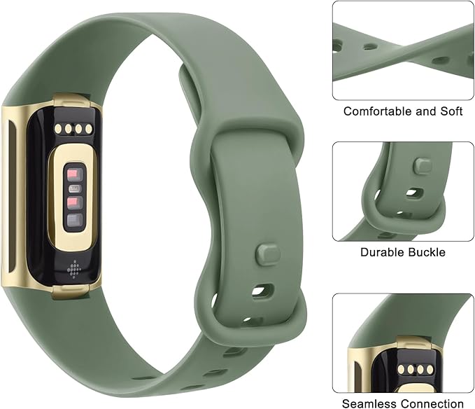 AK Sport Band Compatible with Fitbit Charge 6 Bands / Fitbit Charge 5 Bands Women Men, Classic Soft Replacement Straps Wristbands for Fitbit Charge 6 / 5 Advanced Fitness & Health Tracker (Avocado - Image 4