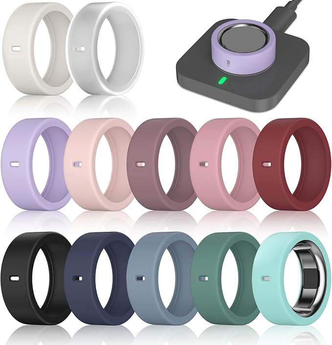 12 Pack Ring Cover Compatible with Oura Ring Gen 4/4 Ceramic, Oura Ring Gen 3 Horizon/Heritage, Support Charging with Cover on, Anti-Scratch Elastic Silicone Ring Protector for Men Women Working Out by ZOOROO