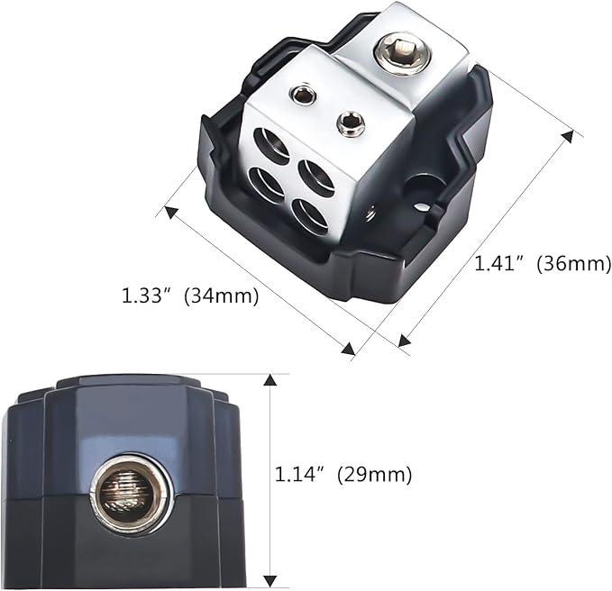 RECOIL SDB14P 4-Way Mini Power Distribution Block, 1 X 4/8 Gauge in / 4 X 8/10 Gauge Out Power Distribution Ground Distributor Block for Car Audio Amplifier Splitter, 2 Pack - Image 6
