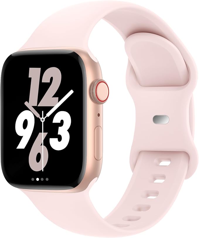 Sport Band Compatible with Apple Watch 38mm 40mm 41mm 42mm 44mm 45mm 46mm 49mm, Replacement Soft Silicone Strap Wristbands for iWatch Series 11/10/9/8/7/6/5/4/3/2/1 Ultra SE Women Men, Light Pink by Acrbiutu