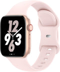 Sport Band Compatible with Apple Watch 38mm 40mm 41mm 42mm 44mm 45mm 46mm 49mm, Replacement Soft Silicone Strap Wristbands for iWatch Series 11/10/9/8/7/6/5/4/3/2/1 Ultra SE Women Men, Light Pink by Acrbiutu
