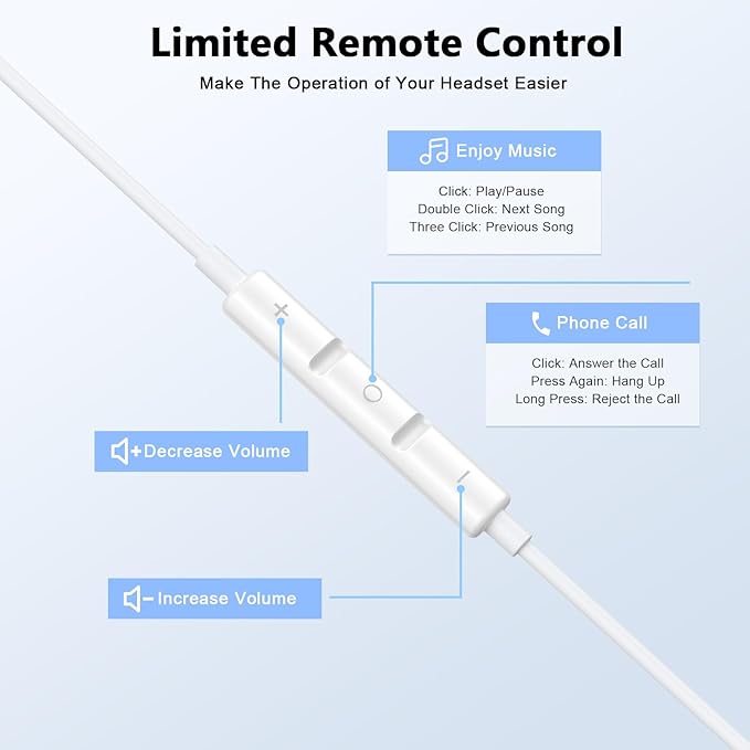 2 Pack USB C Headphones for iPhone 17 16 15, Type C Earphones with Microphone & Remote Control Noise Cancelling Wired Earbuds USB C for iPhone 17 16 15 Pro Max, iPad Pro, Galaxy S25 S24 Ultra, Pixel 9 - Image 3