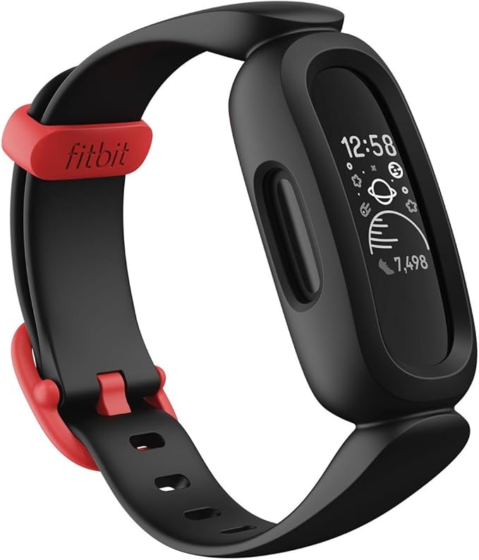 Fitbit Google Fitbit Ace 3 Activity Tracker for Kids 6+, Black/Racer Red, One Size (Renewed) by Amazon+Renewed