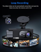 3 Channel 360 Dash Cam Front and Rear and Inside with 32G Card,1080P Dash Camera for Cars,Night Vision,3.0" IPS Screen,170° Wide Angle,Loop Recording,24H Parking Mode - Image 5