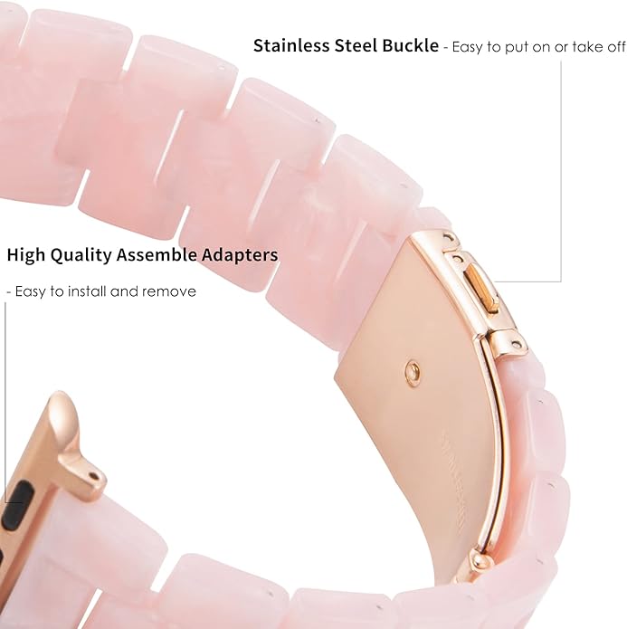 HOPO Compatible With Apple Watch Band 38mm 40mm 41mm 42mm 44mm 45mm 46mm 49mm,Resin Watch Strap Bracelet Wristband Fashion Lightweight Replacement For iWatch Bands Series 11 Ultra 10 9 8 7 6 5 4 3 2 1 SE for Women Men - Image 3
