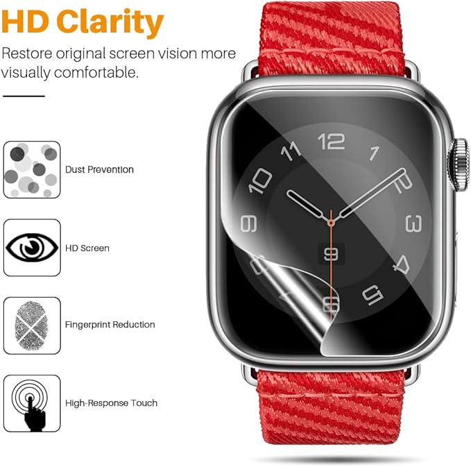 LK 6 Pack for Apple Watch Screen Protector 45mm Series 9 8 7 [New Version] Anti-Scratch, Self-Healing Soft TPU Screen Protector for Apple Watch 45mm, Bubble Free, HD Transparent, Touch Sensitive - Image 5