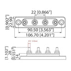​​Gloaso Bus Bar Power Distribution Blocks 12V 100A 4 x 3/16" Posts Terminals, Marine Buss Bar, 12 Volt-48V DC Copper Battery Busbar for Trailer RV Solar Boat Car Trucks | Flame Retardant Base | Red - Image 2
